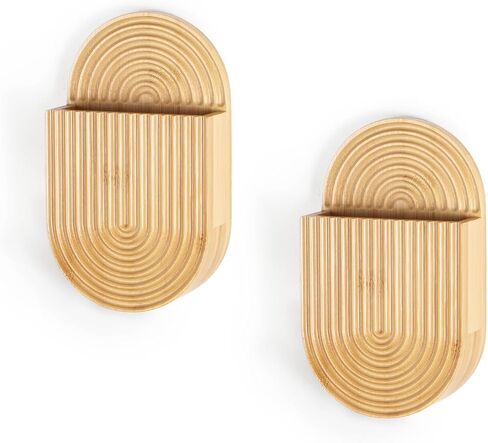 Wooden Wall Vase Set of 2, Bamboo Boho Wall Decor Planters Holder for Indoor Plants, for Entryway, Hallway, Bathroom, Living Room, Dining Room in Kuwait