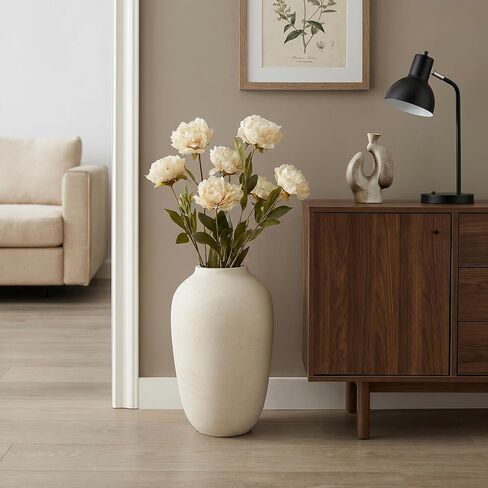 White Floor Vase, Large 20 Inch Tall Decorative Vase for Pampas Grass, Farmhouse Flower Vases, Rustic Vases Minimalist Home Decor for Living Room, Entry Way, Table, Weddings in Kuwait