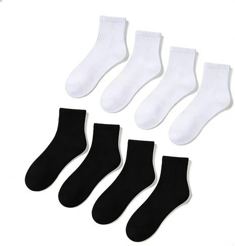 8 or 4 Pairs Women's Mid-calf Socks, Moisture-Wicking Crew or Ankle Athletic Socks for Women Size 5–10 in Kuwait