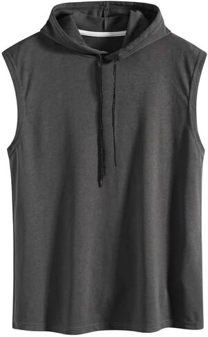 Mens Sleeveless Hoodie Tank Top Lightweight Cotton Workout Hooded Shirt Casual Gym Summer Top in Kuwait