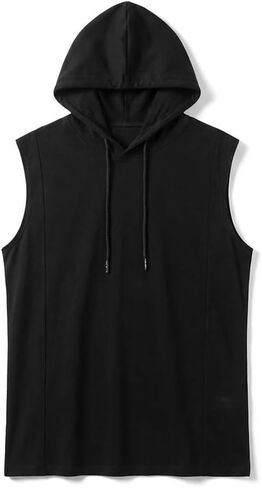 Mens Sleeveless Hoodie Tank Top Lightweight Cotton Workout Hooded Shirt Casual Gym Summer Top in Kuwait