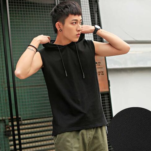 Mens Sleeveless Hoodie Tank Top Lightweight Cotton Workout Hooded Shirt Casual Gym Summer Top in Kuwait