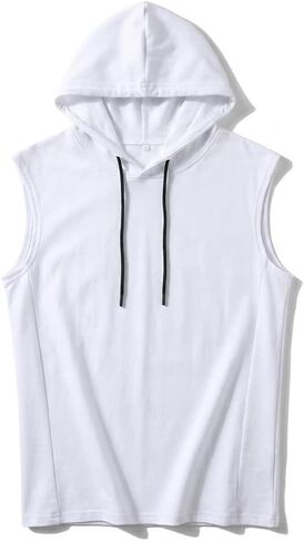 Mens Sleeveless Hoodie Tank Top Lightweight Cotton Workout Hooded Shirt Casual Gym Summer Top in Kuwait