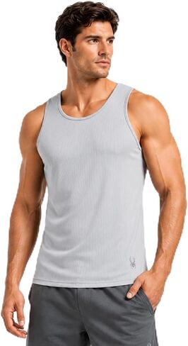 Spyder Mens Tank Tops - Sleeveless Ribbed Undershirts for Men, Lightweight Breathable Athletic Gym Workout Tank Top in Saudi Arabia