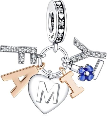 S925 Sterling Silver Romantic Charm Pendant, Gifts for Family Friends Girlfriend, Valentine's Day Birthday Christmas Anniversary, Bracelet Necklace Bead Dangle Charm for Women Jewelry in Kuwait