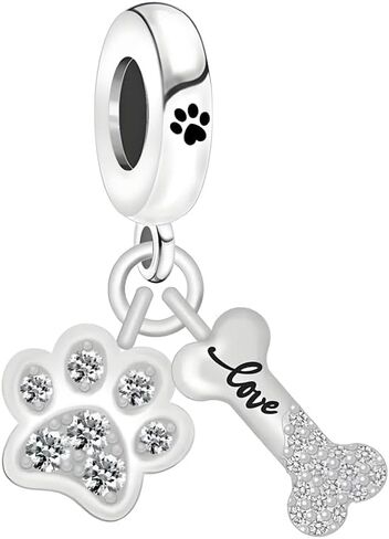 S925 Sterling Silver Dog Charm, Yorkie/Pomeranian/Miniature Schnauzer Poodle Bulldo Chihuahua Pitbull Pug Shepherd Charms Fit Bracelets Necklaces Jewelry for Family Friends Dog Lovers in Saudi Arabia