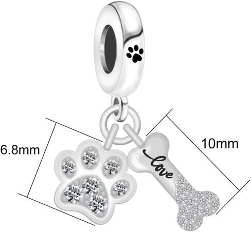 S925 Sterling Silver Dog Charm, Yorkie/Pomeranian/Miniature Schnauzer Poodle Bulldo Chihuahua Pitbull Pug Shepherd Charms Fit Bracelets Necklaces Jewelry for Family Friends Dog Lovers in Saudi Arabia