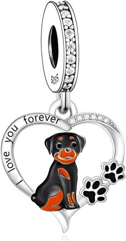 S925 Sterling Silver Dog Charm, Yorkie/Pomeranian/Miniature Schnauzer Poodle Bulldo Chihuahua Pitbull Pug Shepherd Charms Fit Bracelets Necklaces Jewelry for Family Friends Dog Lovers in Saudi Arabia