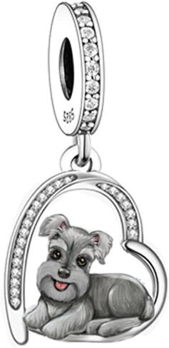 S925 Sterling Silver Dog Charm, Yorkie/Pomeranian/Miniature Schnauzer Poodle Bulldo Chihuahua Pitbull Pug Shepherd Charms Fit Bracelets Necklaces Jewelry for Family Friends Dog Lovers in Saudi Arabia
