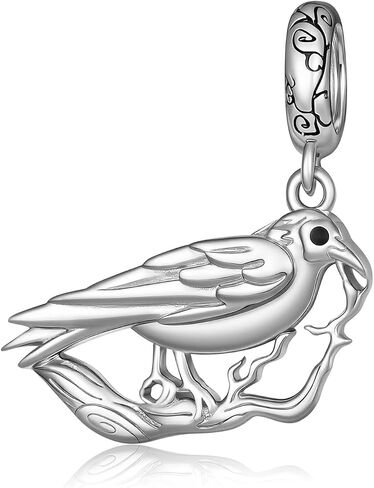 Animal Charms for Bracelets 925 Sterling Silver Raven Decor Crow Charm Ravens Accessories Crow Jewelry for Women in Kuwait