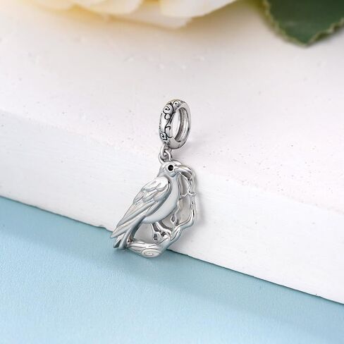 Animal Charms for Bracelets 925 Sterling Silver Raven Decor Crow Charm Ravens Accessories Crow Jewelry for Women in Kuwait