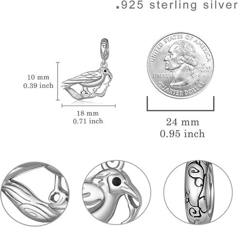 Animal Charms for Bracelets 925 Sterling Silver Raven Decor Crow Charm Ravens Accessories Crow Jewelry for Women in Kuwait