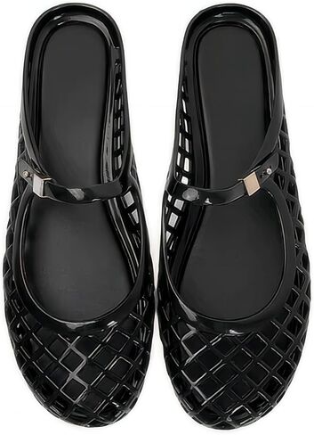 Flat Jelly Sandals for Women Mesh Mules Rounded Toe Slides Comfortable Summer Beach Shoes in Saudi Arabia