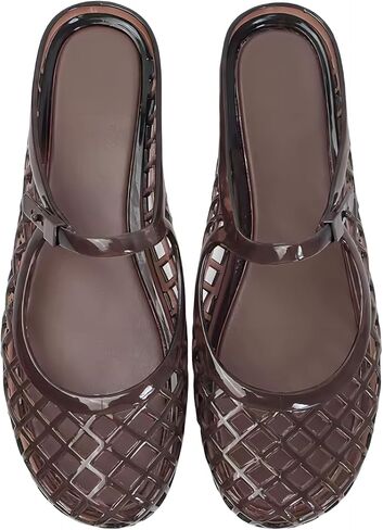 Flat Jelly Sandals for Women Mesh Mules Rounded Toe Slides Comfortable Summer Beach Shoes in Kuwait