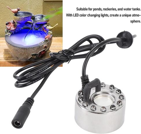 Asixxsix Mist Maker Fogger, 350mL / H Mister Foggerwith 12 LED Color Changing Water Fountain Pond Fog Machine Atomizer Air Humidifier for Halloween Party, Halloween (US Plug) in Saudi Arabia