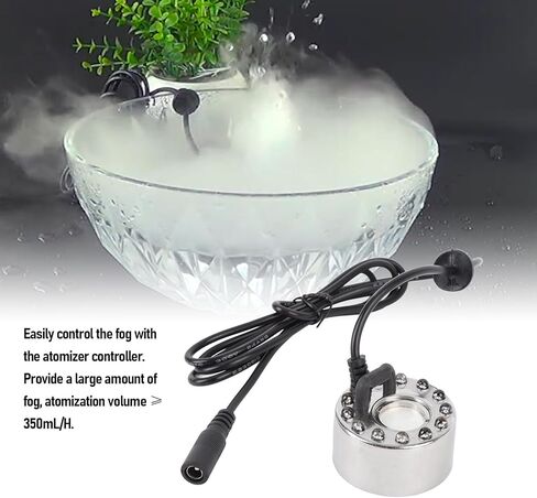Asixxsix Mist Maker Fogger, 350mL / H Mister Foggerwith 12 LED Color Changing Water Fountain Pond Fog Machine Atomizer Air Humidifier for Halloween Party, Halloween (US Plug) in Saudi Arabia