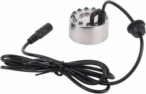 Mist Maker Fogger, Zinc Alloy 12 LED Color Changing Fog Atomizer Humidifier, Heat Dissipation Design Fogger with Efficient Design, Ideal for Water Fountain Pond Rockery Vase (US Plug) in Kuwait