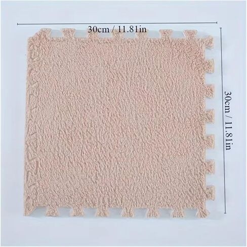 Solid Color Carpet Soft Plush Puzzle Mat BPA-Free Interlocking Foam Living Room Rug Warm Non-Slip Washable Floor Protector Home Decor Mat(White Pink,30x30cm 10Pcs) in Kuwait