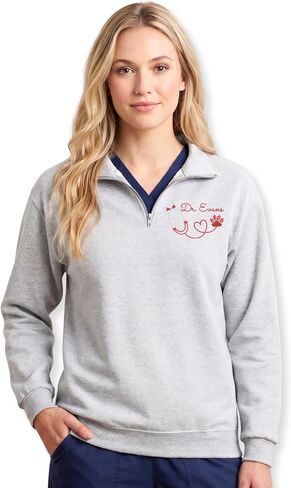Custom Vet Tech Embroidered Quarter Zip Sweatshirt – Technician Gift, Animal Doctor Uniform, Vet Tech Week Outfit Multicolor in Saudi Arabia