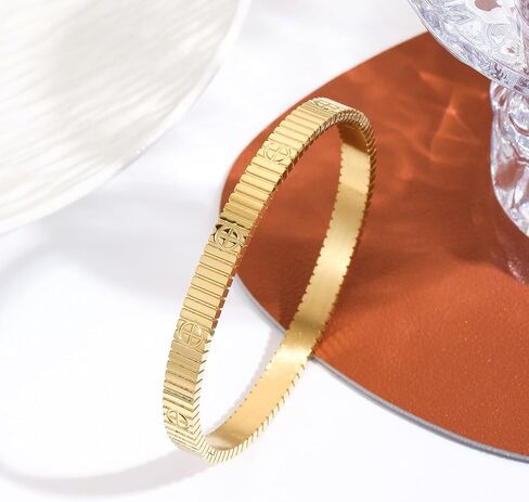 Women's Bracelet Stainless Steel Gold Plated Cuff Bangle Cube Zircon Hinge Jewelry oval Bangle Witness the Gift of Love in Saudi Arabia