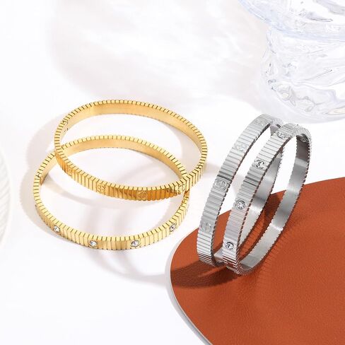 Women's Bracelet Stainless Steel Gold Plated Cuff Bangle Cube Zircon Hinge Jewelry oval Bangle Witness the Gift of Love in Saudi Arabia