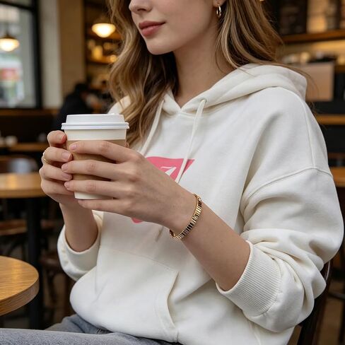 Women's Bracelet Stainless Steel Gold Plated Cuff Bangle Cube Zircon Hinge Jewelry oval Bangle Witness the Gift of Love in Saudi Arabia