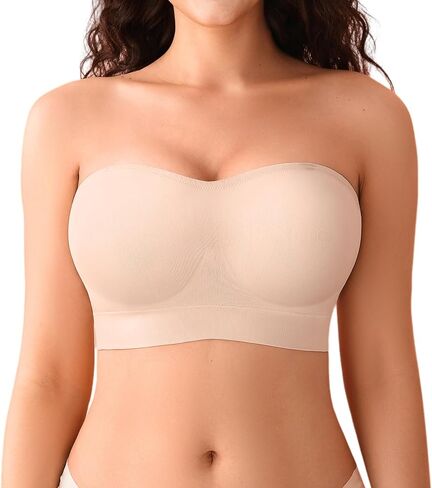 DEANGELMON Strapless Bras for Women Wireless Push Up Padded Bralette Seamless Non-Slip Tube Top Bandeau Bra in Kuwait