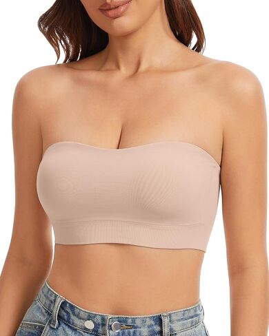 WOWENY Strapless Bras for Women Wireless Padded Bandeau Bra Non-Slip Seamless Tube Top Bra No Underwire Supportive Bralette in Kuwait