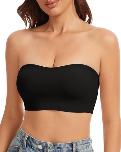 WOWENY Strapless Bras for Women Wireless Padded Bandeau Bra Non-Slip Seamless Tube Top Bra No Underwire Supportive Bralette in Kuwait