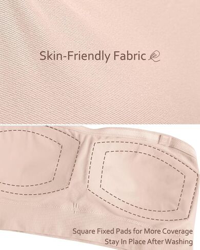 WOWENY Strapless Bras for Women Wireless Padded Bandeau Bra Non-Slip Seamless Tube Top Bra No Underwire Supportive Bralette in Kuwait