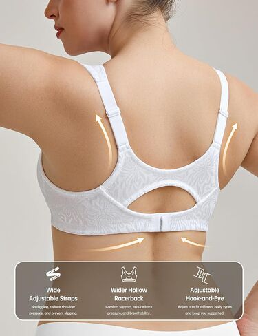 Wingslove Women's Front Closure Minimizer Bra Full Coverage Wirefree Comfort Plus Size Racerback Jacquard Non Padded in Kuwait