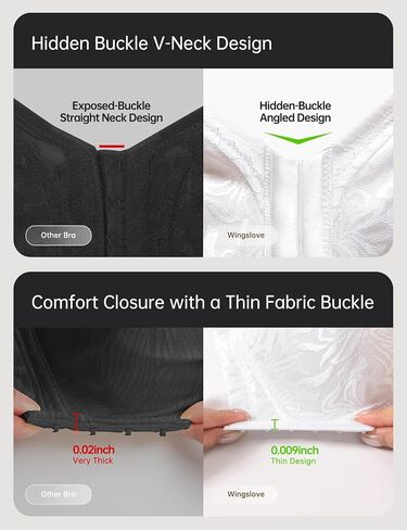 Wingslove Women's Front Closure Minimizer Bra Full Coverage Wirefree Comfort Plus Size Racerback Jacquard Non Padded in Kuwait