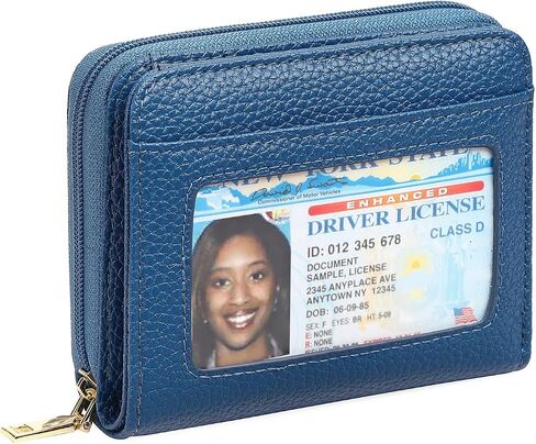 GOIACII RFID Credit Card Holder Wallet, Small Genuine Leather Wallet for Women 2 Zipper in Kuwait