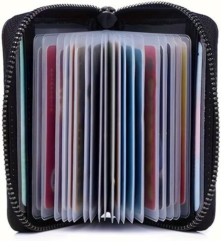 Genuine Leather Credit Card Holder Zipper Wallet Women, Credit Card Wallet, Business Card Holder, Compact Size KeyChain Wallet in Kuwait