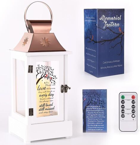 Loss of Mother Sympathy Gifts Memorial Lantern for Loved One, Bereavement Remembrance Lantern with LED Candle & Remote, Keepsake Drawer, Wooden Acrylic Sympathy Lantern for Funeral Remembrance in Kuwait