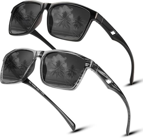 Missfive 2-Pack Mens Snazzy Bifocal Sunglasses with Readers Built-in, Rugged TR90 Lightweight Vented Temples, Dark Outdoor Reading Glasses UV400 Sun Protection for Driving/Travelling, 1.5x in Kuwait