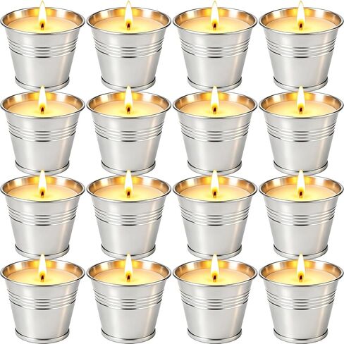 Citronella Candles Outdoor 16 Pack, 2 oz Small Tin Candles for Patio, Natural Soy Wax Candle with Citronella Oil, 160 Hours Total Burn Time for Backyard, Garden, Deck, Camping, Summer Parties in Saudi Arabia