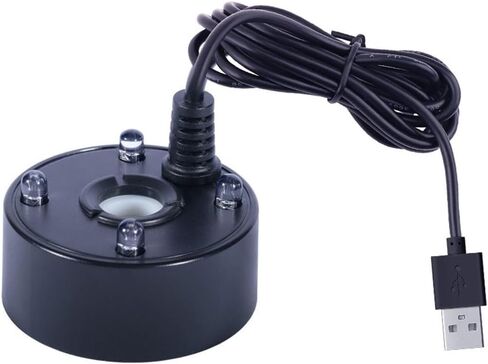 USB Mist Maker Fogger with Colorful LED Lights, 5V Ultrasonic Water Fountain Pump for Pond Fish Tank Vase Halloween Decor, 300ml/H Evaporation Capacity in Saudi Arabia