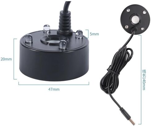 USB Mist Maker Fogger with Colorful LED Lights, 5V Ultrasonic Water Fountain Pump for Pond Fish Tank Vase Halloween Decor, 300ml/H Evaporation Capacity in Saudi Arabia