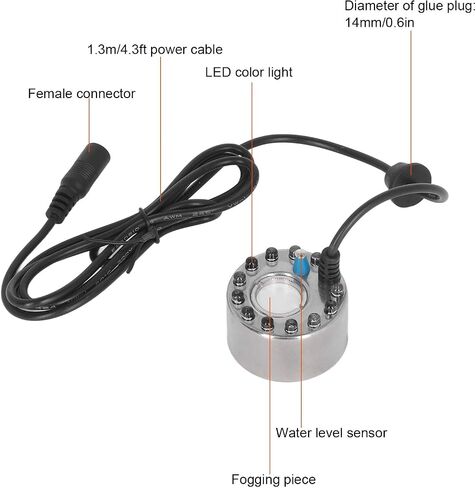 Gavigain Ultrasonic Fog Machine Stainless Steel Mist Maker with 12 LED Lights for Fountain Pond in Kuwait