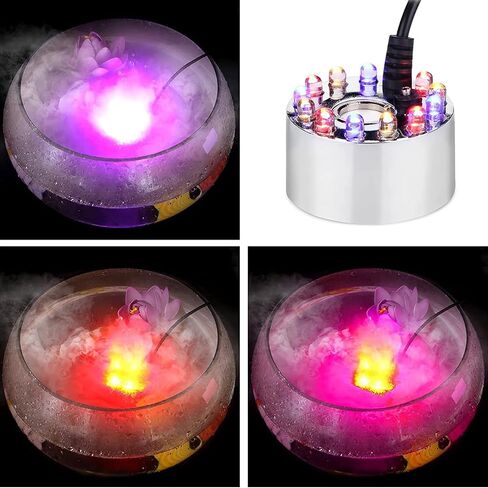 Gavigain Ultrasonic Fog Machine Stainless Steel Mist Maker with 12 LED Lights for Fountain Pond in Kuwait