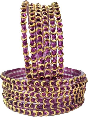 Shemass™ Half Moon Design Trendy Bangle Set For Women & Girls |Indian Bollywood Colourful Glass Bangles in Saudi Arabia