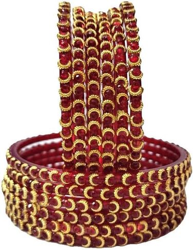 Shemass™ Half Moon Design Trendy Bangle Set For Women & Girls |Indian Bollywood Colourful Glass Bangles in Saudi Arabia