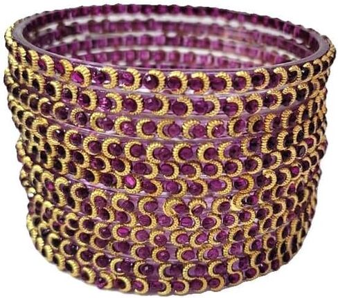 Shemass™ Half Moon Design Trendy Bangle Set For Women & Girls |Indian Bollywood Colourful Glass Bangles in Saudi Arabia