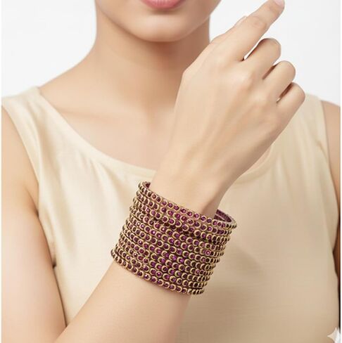Shemass™ Half Moon Design Trendy Bangle Set For Women & Girls |Indian Bollywood Colourful Glass Bangles in Saudi Arabia
