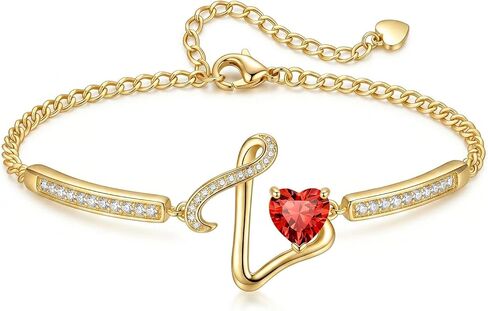 Birthday Gifts for Women A-Z Initial Bangle Bracelets 18k Gold Plated Simple Alphabets Letters with Birthstone Name Jewelry Anniversary Wedding Gifts for Women Sister Daughter (with Gift Box) in Saudi Arabia