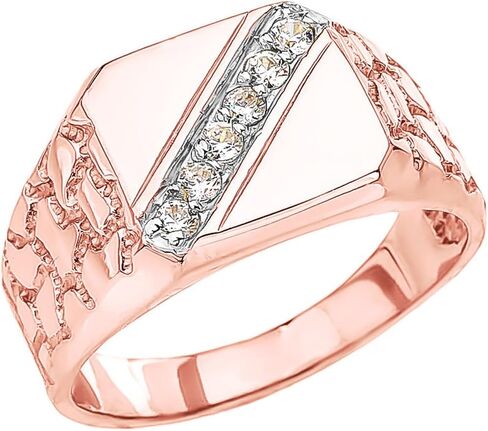 Sterling Silver with 14K Gold Finish 2.30 Ct Round Cut Diamond Mens Engagement Wedding Nugget Ring in Saudi Arabia