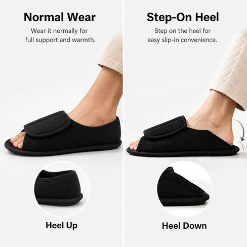 Magtoe Men’s Open-Toe Adjustable Memory Foam Slippers, Comfy and Breathable House Shoes for Indoor/Outdoor in Kuwait