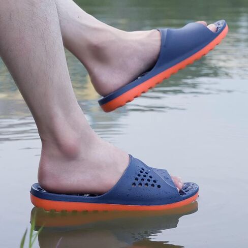 Eliogn Men's and Women's Lightweight Slide Slippers Hollow Out Massage Sole Shower Slippers Quick Dry Water Shoes for Men and Women in Saudi Arabia