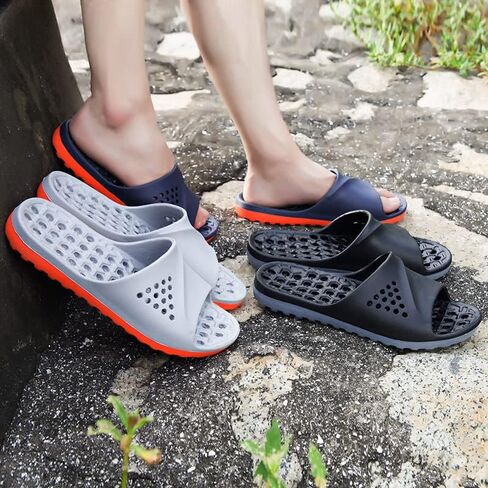 Eliogn Men's and Women's Lightweight Slide Slippers Hollow Out Massage Sole Shower Slippers Quick Dry Water Shoes for Men and Women in Saudi Arabia